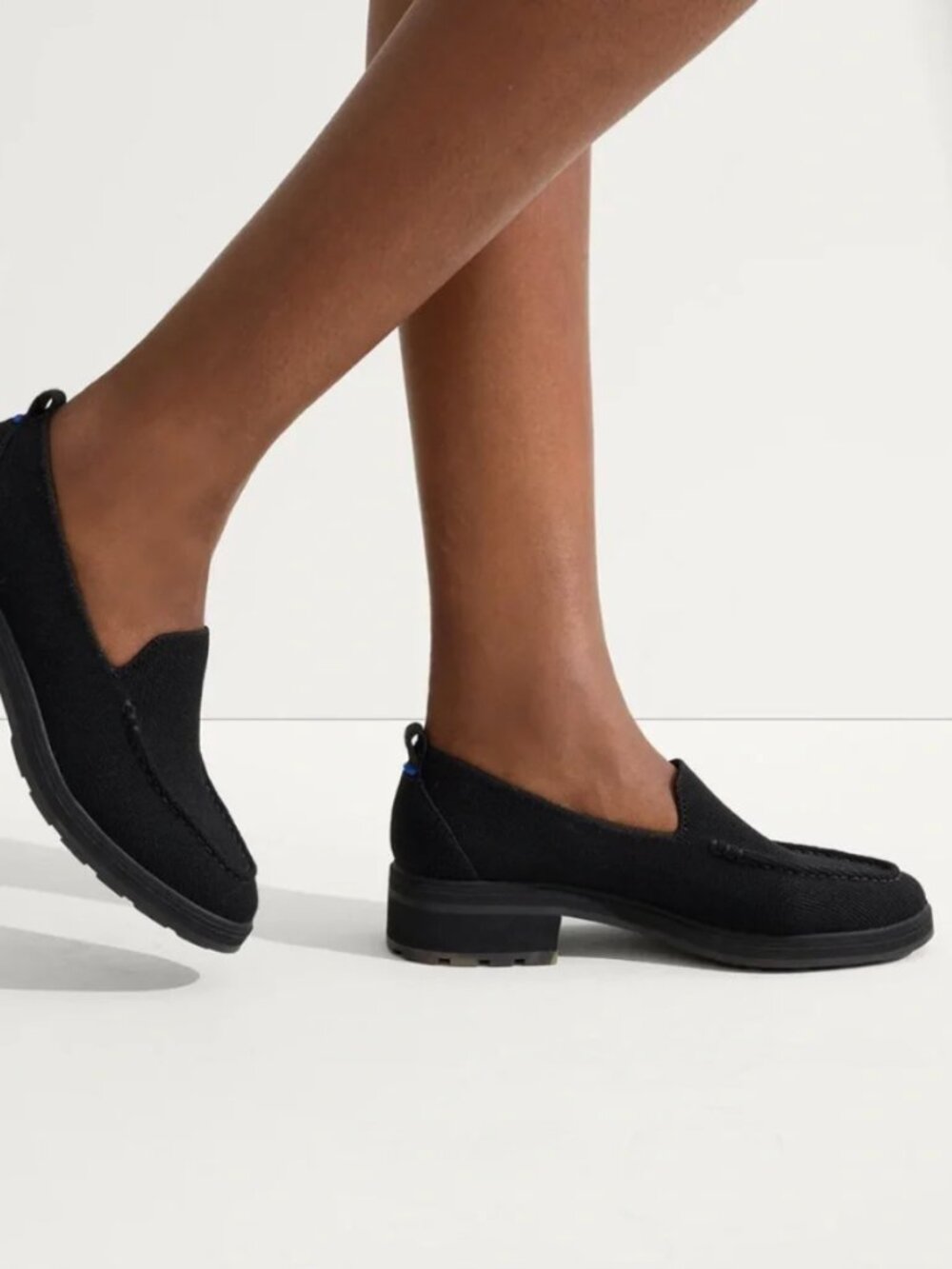 Rothys The Lug Loafer Knit Chunky Sole Loafers Slip On Shoes Black Onyx Size 10